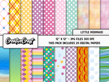 Little Mermaid Digital Papers, scrapbook backgrounds designs Product Image 2