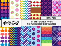 Little Pony Digital Papers, scrapbooking backgrounds designs Product Image 2
