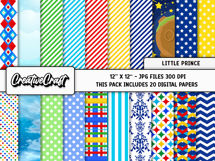 Little Prince Digital Papers, scrapbook backgrounds designs Product Image 2