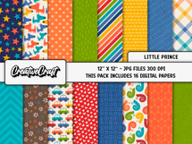 Little Prince Digital Papers, scrapbook backgrounds designs Product Image 2