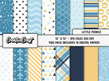 Little Prince Digital Papers, scrapbook backgrounds designs Product Image 2