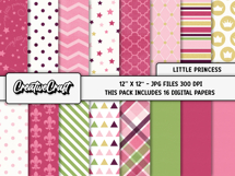 Little Princess Digital Papers, scrapbook background designs Product Image 2