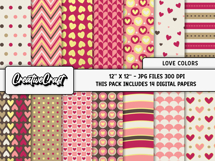 Love Colors Digital Papers, scrapbooking backgrounds designs Product Image 2