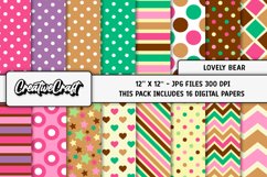 Lovely Bear Digital Papers, scrapbooking backgrounds designs Product Image 1