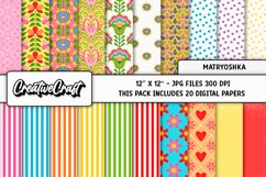 Matryoshka Digital Papers, scrapbooking backgrounds designs Product Image 1