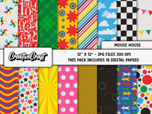 House Mouse Digital Papers, scrapbooking backgrounds designs Product Image 2