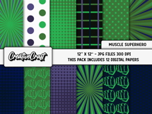 Muscle Superhero Digital Papers, scrapbooking backgrounds Product Image 2