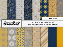 Happy New Year Digital Papers, scrapbook backgrounds designs Product Image 2