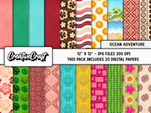 Ocean Adventure Digital Papers, scrapbook background designs Product Image 2