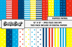 Puppies Patrol Digital Papers, scrapbook backgrounds designs Product Image 2
