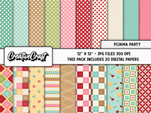 Pijama Party Digital Papers, scrapbook backgrounds designs Product Image 2