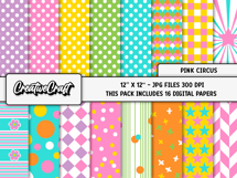 Pink Circus Digital Papers, scrapbooking backgrounds designs Product Image 2