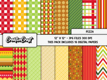 Pizza Fast Food Digital Papers, scrapbook background designs Product Image 2