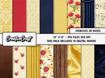 Princess Roses Digital Papers, scrapbook backgrounds design Product Image 2