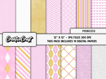 Princess Pink Gold Digital Papers, scrapbooking backgrounds Product Image 2