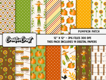 Autumn Fall Digital Paper and Clipart png, autumn clipart Product Image 2