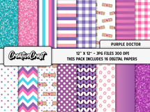 Purple Toys Doctor Digital Papers, scrapbook papers designs Product Image 2