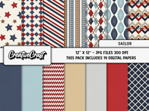 Sailor Digital Papers, nautical scrapbook background designs Product Image 2