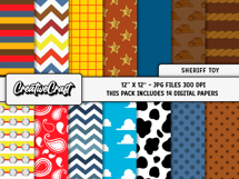 Sheriff Toy Digital Papers, scrapbooking backgrounds designs Product Image 2