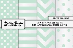 Silver Mint Digital Papers, scrapbooking backgrounds designs Product Image 1