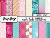 Princess Beauty Digital Papers, scrapbook background designs Product Image 2