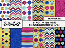 Snow Princess Digital Papers, scrapbooking papers designs Product Image 2