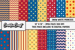Snow white Princess Digital Paper, princess illustration Product Image 1