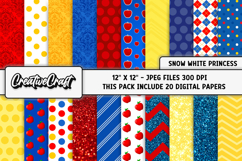 Snow white Princess Digital Paper, princess illustration Product Image 2