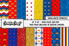 Snow white Princess Digital Paper, princess illustration Product Image 2