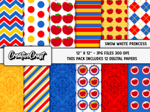 Snow White Princess Digital Papers, scrapbooking backgrounds Product Image 2