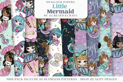 Little Mermaid Seamless Pattern, mermaid digital paper Product Image 2