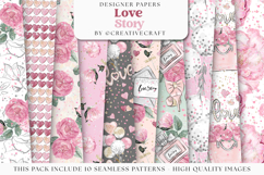 Valentine Day Seamless Pattern, valentine love digital paper Product Image 1