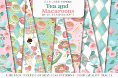 Tea Time Seamless Pattern, tea and macaroons patterns Product Image 2