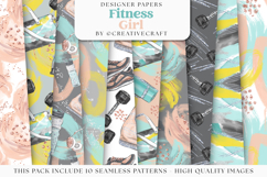 Fitness Girl Seamless Pattern, gym digital paper graphic Product Image 2