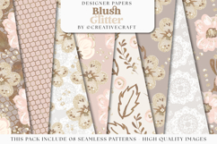 Blush Glitter Seamless Pattern, roses flowers digital papers Product Image 1