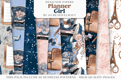 Planner Girl Seamless Pattern, fashion girl digital papers Product Image 2