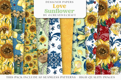 Sunflower Seamless Pattern, sunflower digital papers graphic Product Image 1