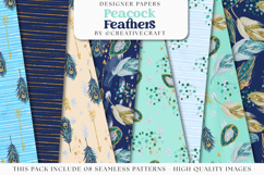 Peacock Feathers Seamless Pattern, feathers digital papers Product Image 2