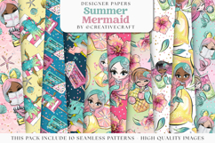 Summer Mermaid Seamless Pattern, mermaid digital papers Product Image 2