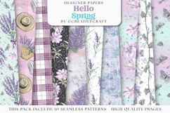 Hello Spring Seamless Pattern, springtime digital papers Product Image 2