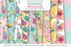 Summer Mermaid Seamless Pattern, mermaid digital papers Product Image 2