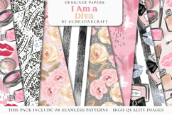 Makeup Seamless Pattern, makeup digital papers illustrations Product Image 1