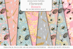 Flowers Roses Seamless Pattern, flowers roses digital papers Product Image 1