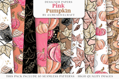 Pink Pumpkin Seamless Pattern, pink pumkin digital papers Product Image 2