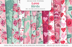 Love Birds Seamless Pattern, love birds digital papers Product Image 1