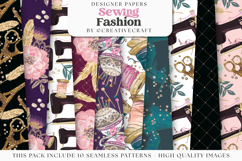 Sewing Fashion Seamless Pattern, sewing digital papers Product Image 1