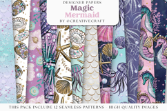 Magic Mermaid Seamless Pattern, little mermaid digital paper Product Image 2