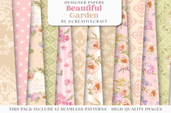Garden Seamless Pattern, flowers roses digital papers Product Image 2