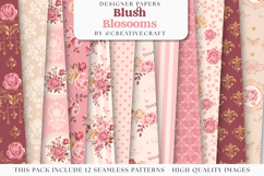 Blush Blossoms Seamless Pattern, roses flowers digital paper Product Image 2
