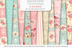 Garden Seamless Pattern, flowers roses digital papers Product Image 1